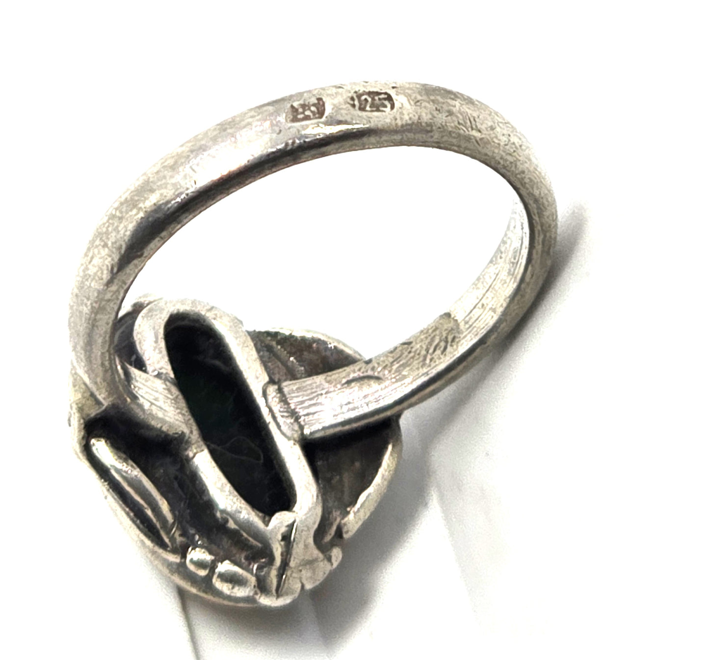Polish Baltic Amber with inclusions vintage sterling silver ring size 7