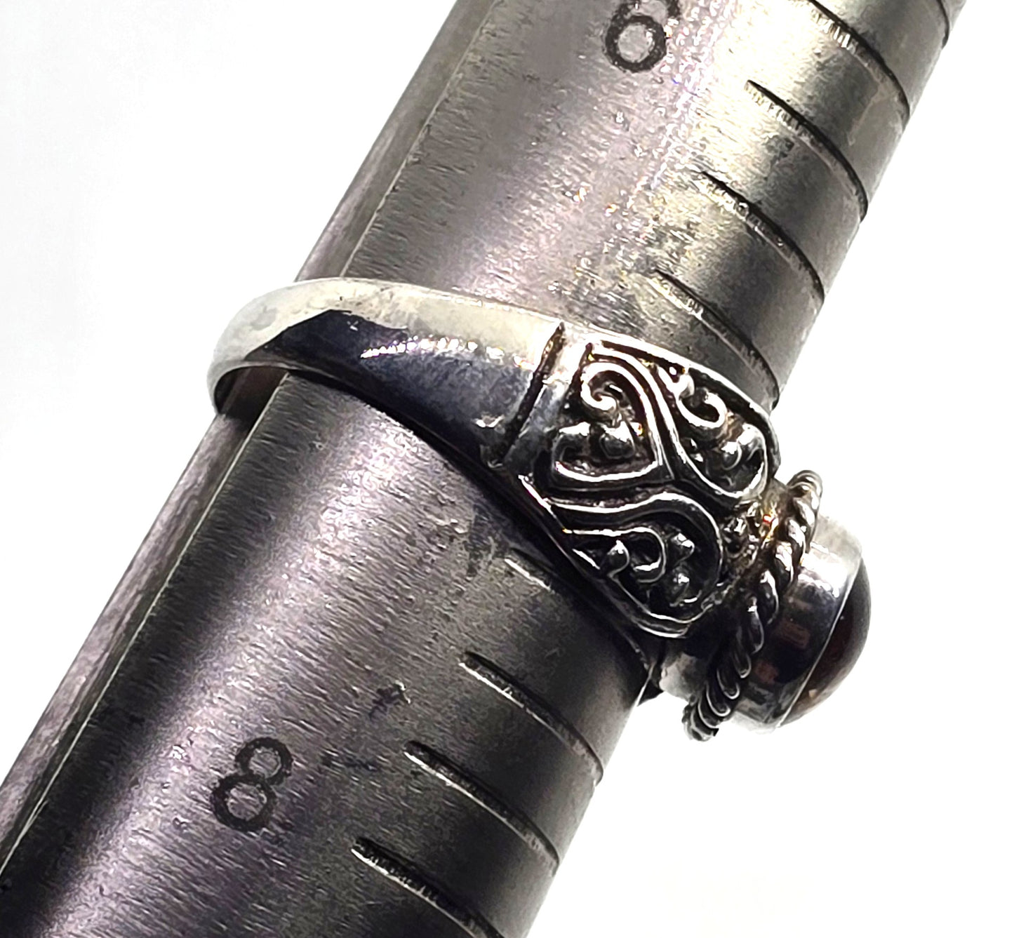 Baltic Amber tribal Balinese Bali vintage sterling silver ring size 7