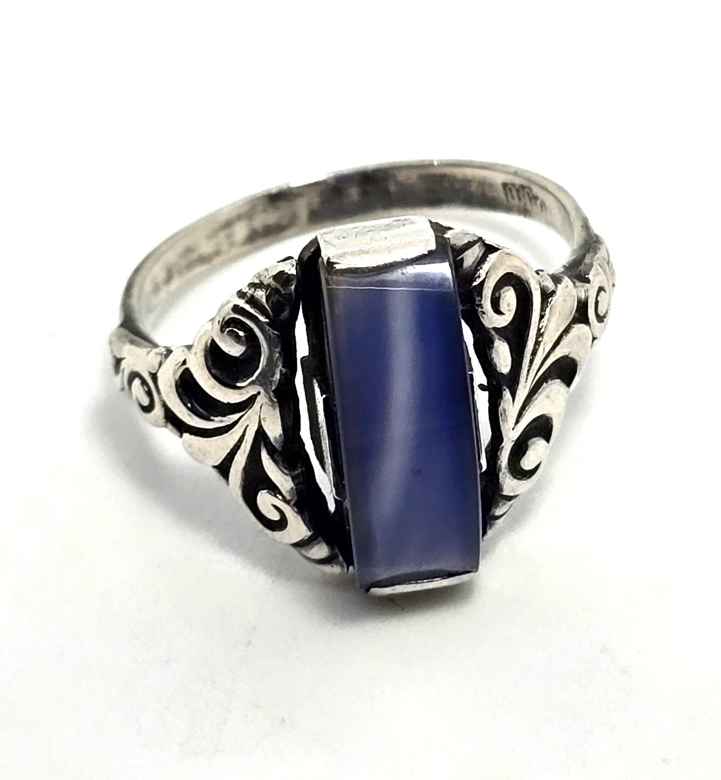Scandinavian blue Chalcedony 839 vintage sterling silver ring size 8