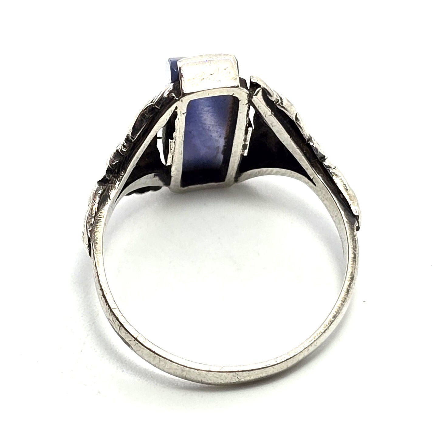 Scandinavian blue Chalcedony 839 vintage sterling silver ring size 8