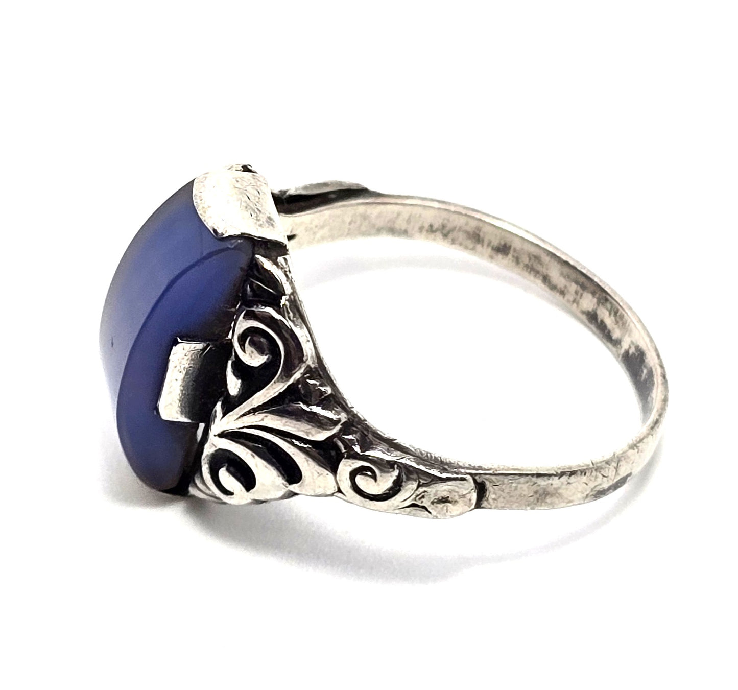 Scandinavian blue Chalcedony 839 vintage sterling silver ring size 8