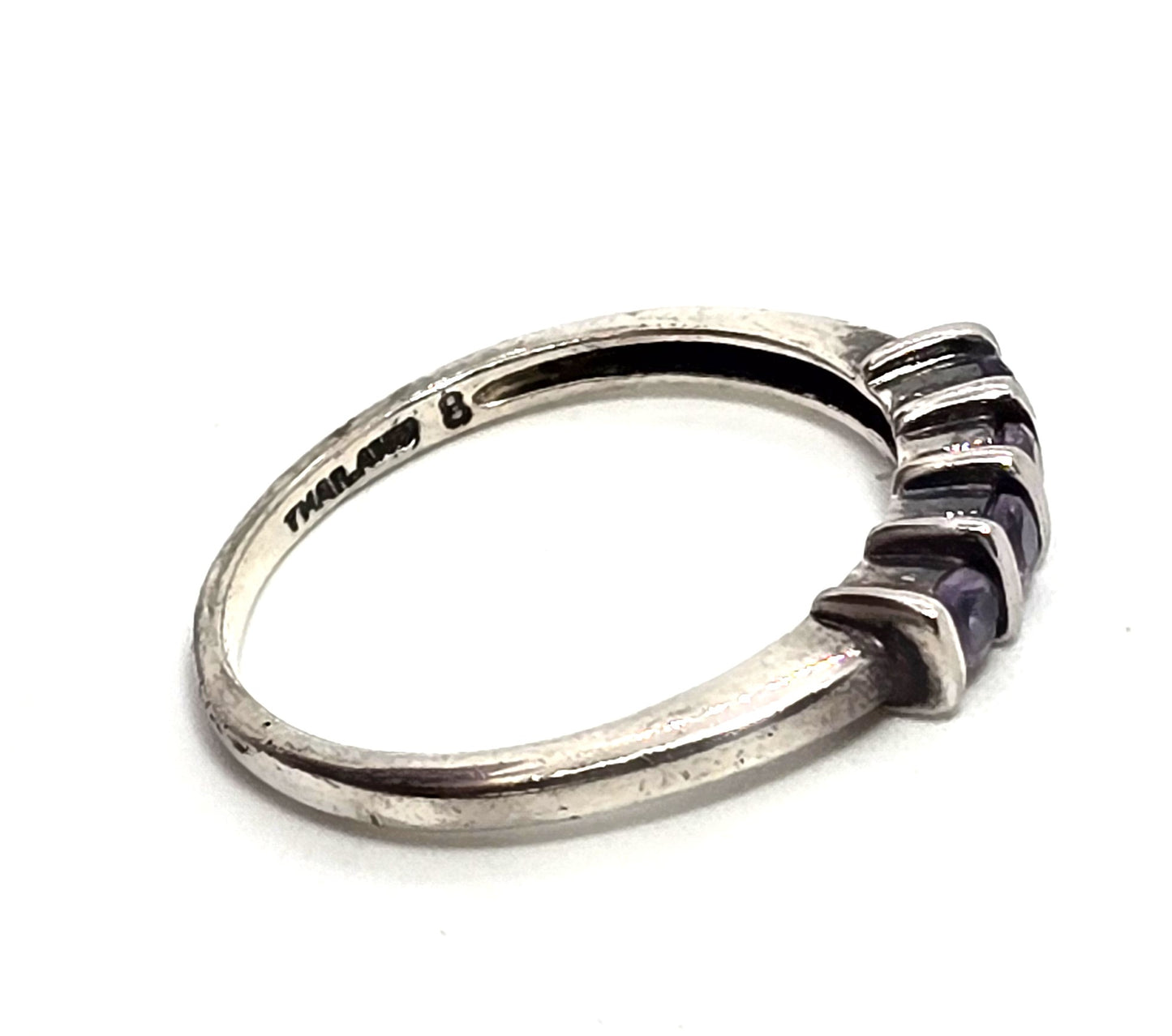 Tanzanite four stone Sterling Silver vintage stacker Ring size 8