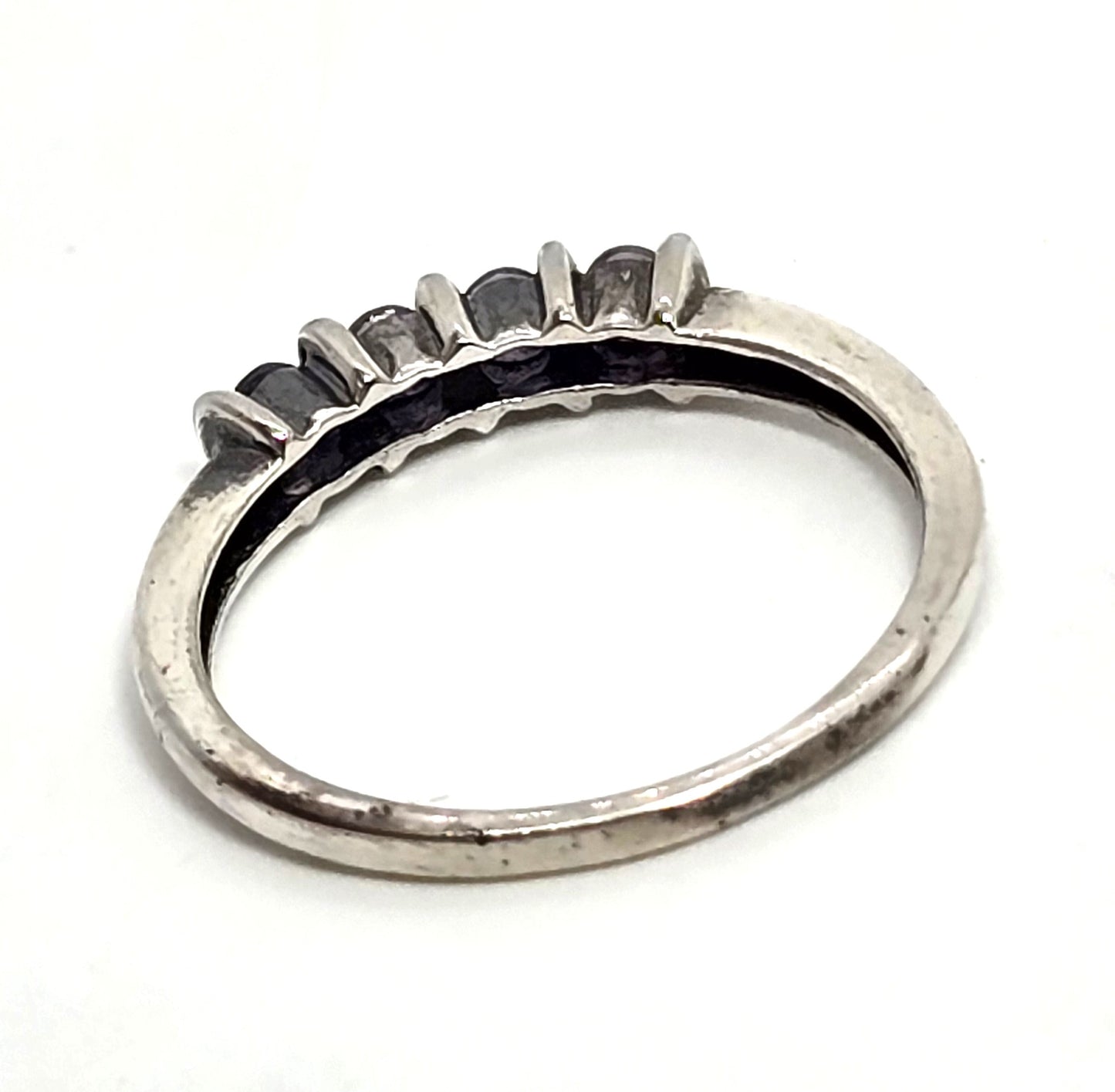 Tanzanite four stone Sterling Silver vintage stacker Ring size 8