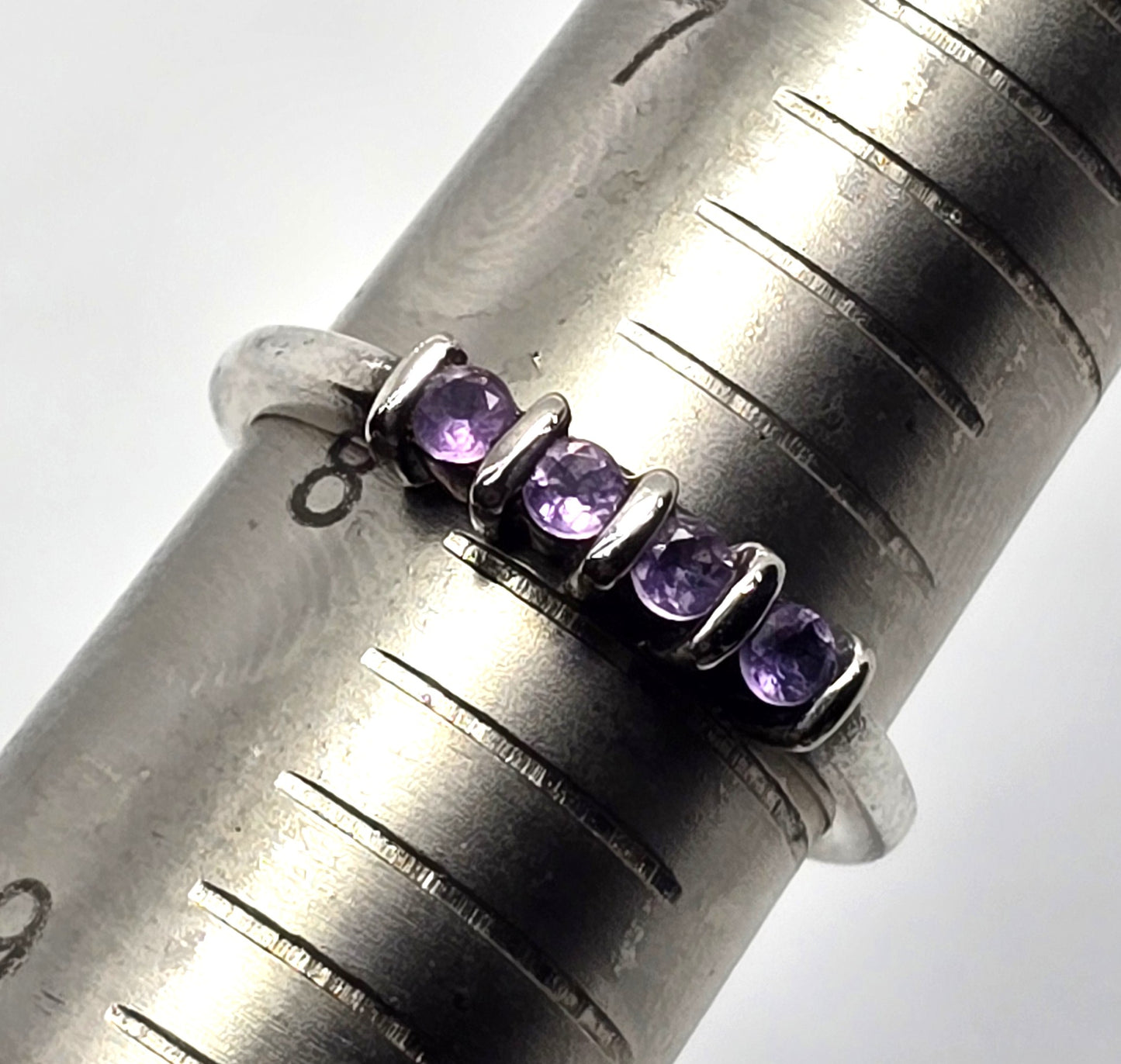 Tanzanite four stone Sterling Silver vintage stacker Ring size 8