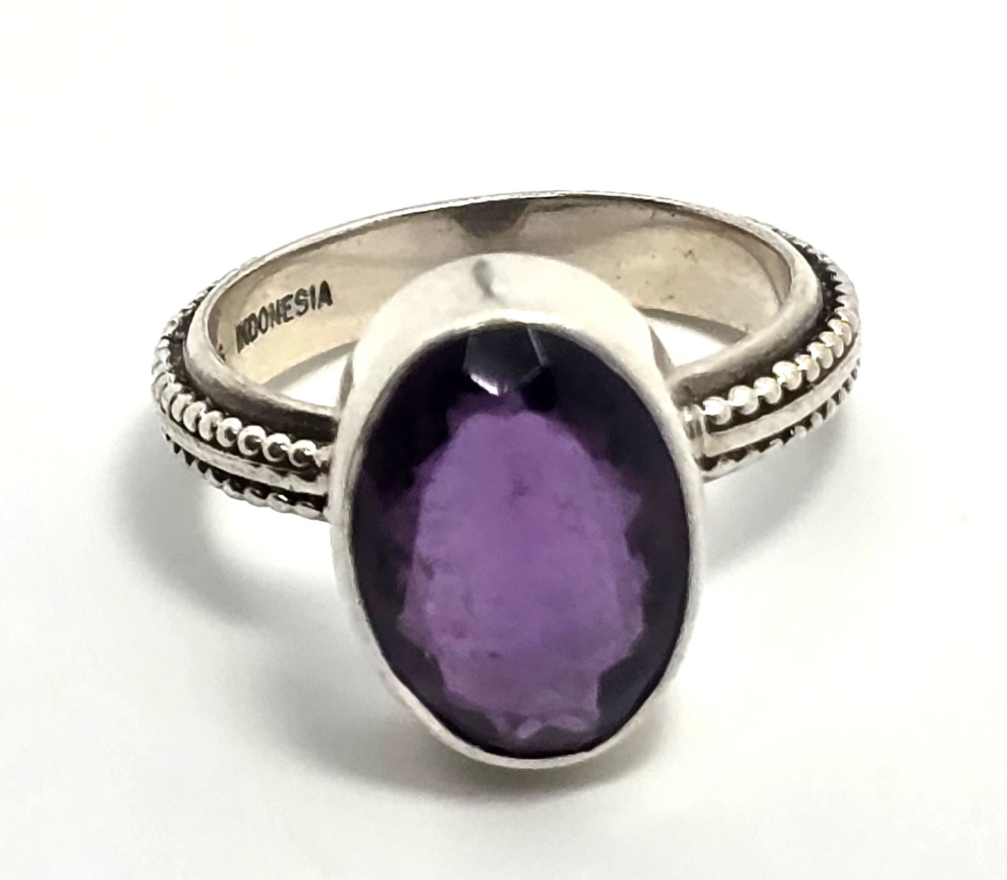 Talia Merav Bali Indonesia Sterling Silver Oval Purple Amethyst Ring Size 8