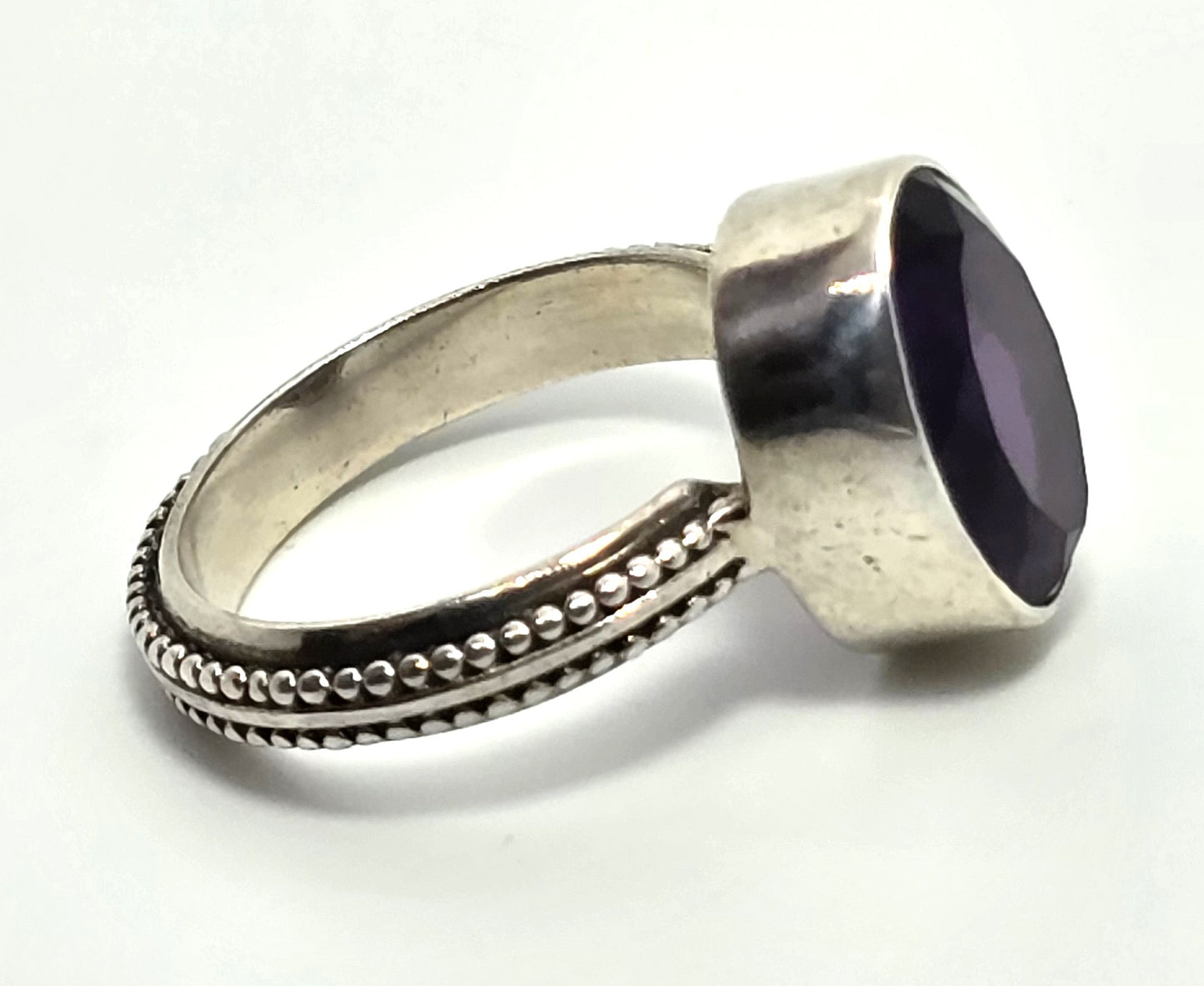 Talia Merav Bali Indonesia Sterling Silver Oval Purple Amethyst Ring Size 8