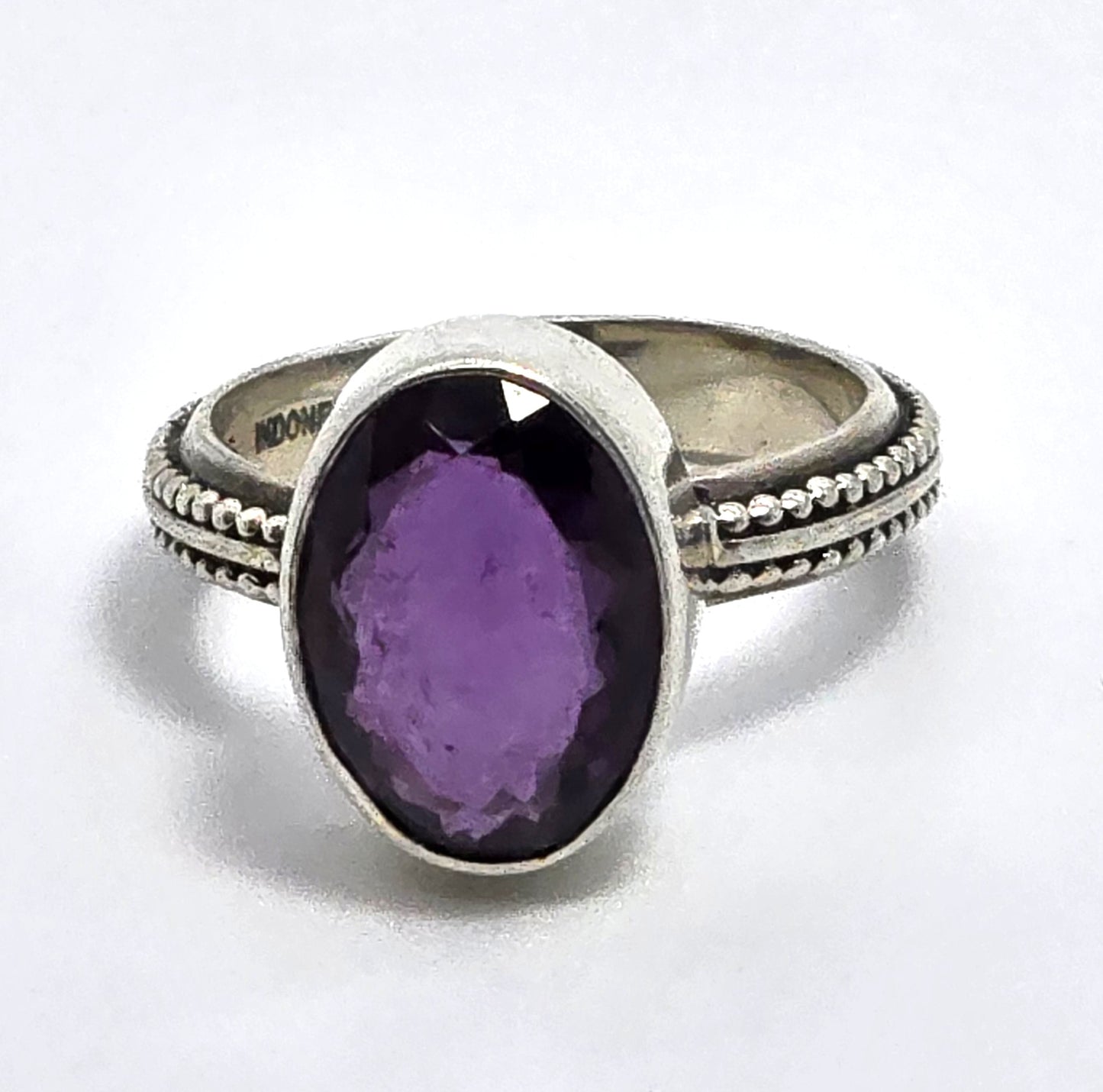 Talia Merav Bali Indonesia Sterling Silver Oval Purple Amethyst Ring Size 8