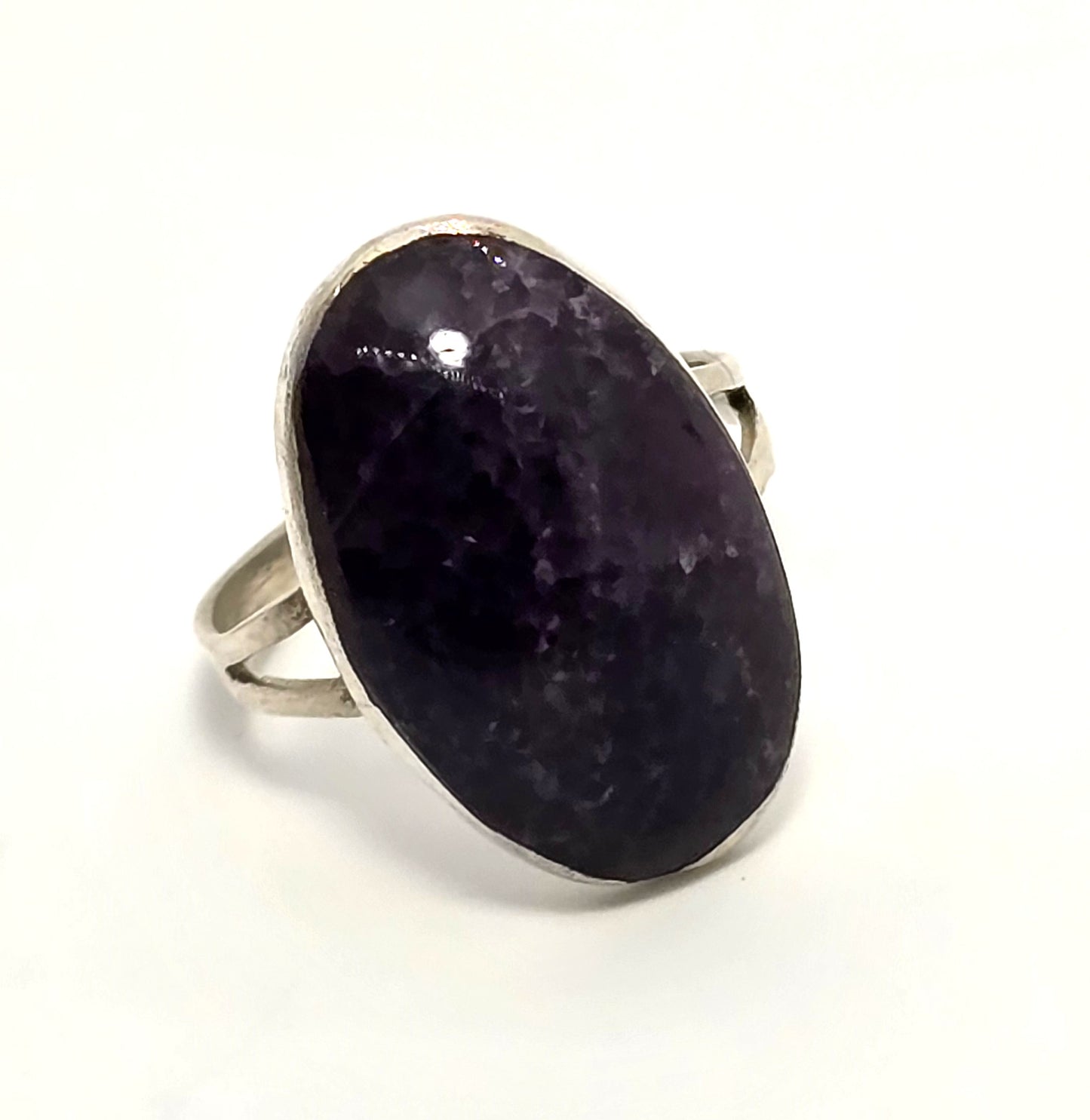 Mexican Amethyst Large dark Taxco eagle vintage sterling silver ring size 7