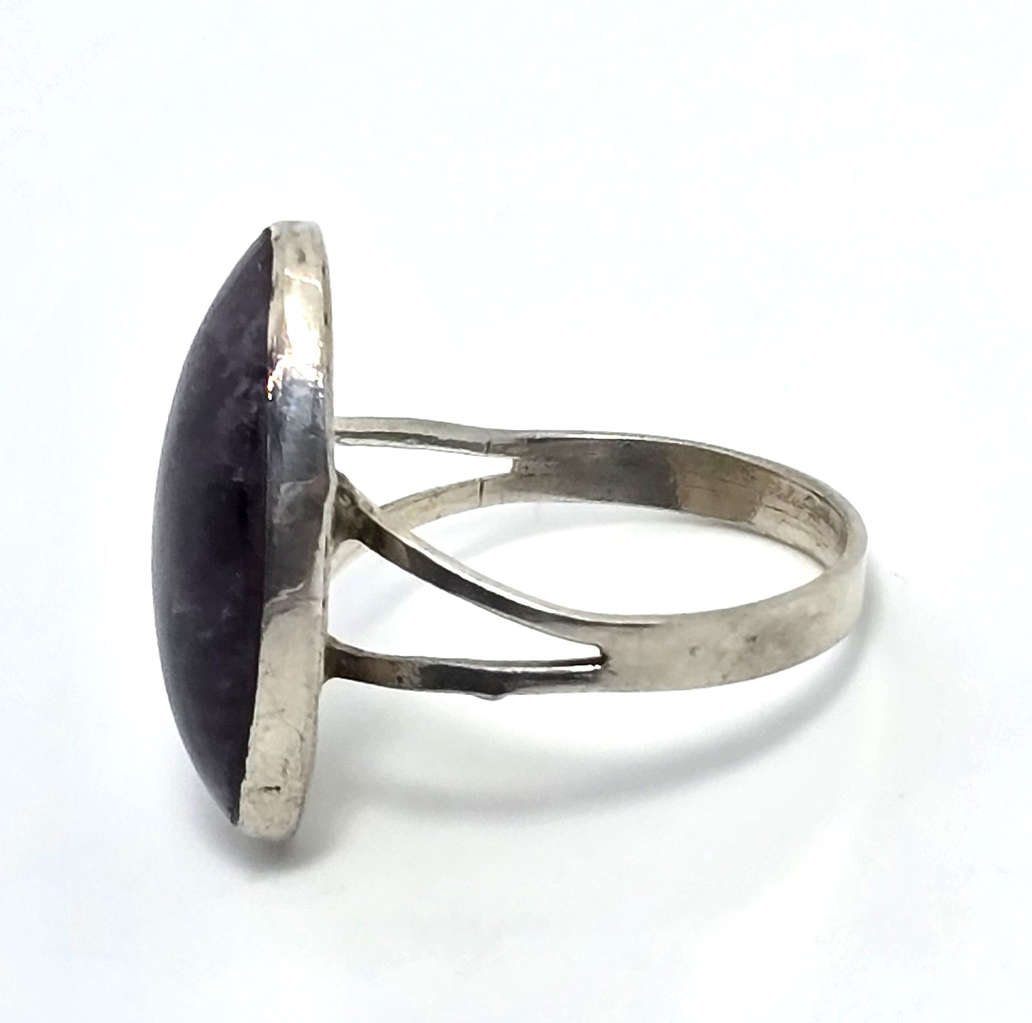 Mexican Amethyst Large dark Taxco eagle vintage sterling silver ring size 7