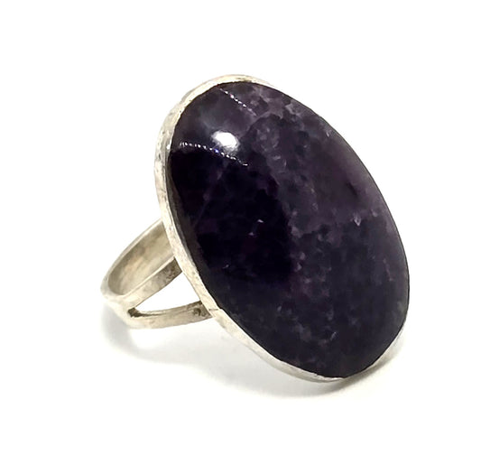Mexican Amethyst Large dark Taxco eagle vintage sterling silver ring size 7