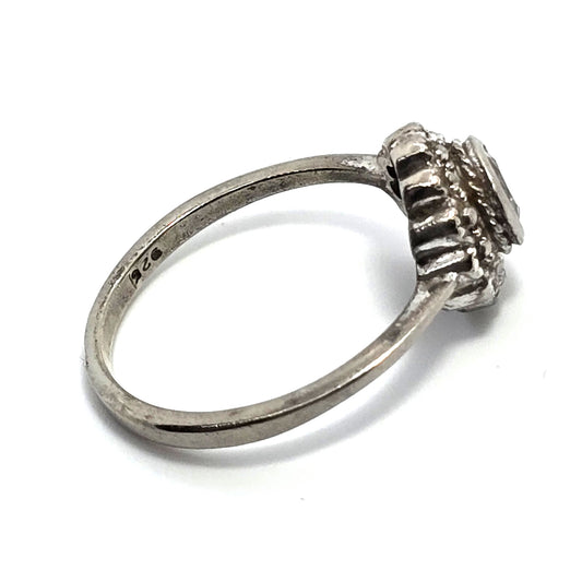 Amethyst gemstone flower sterling silver vintage ring size 8