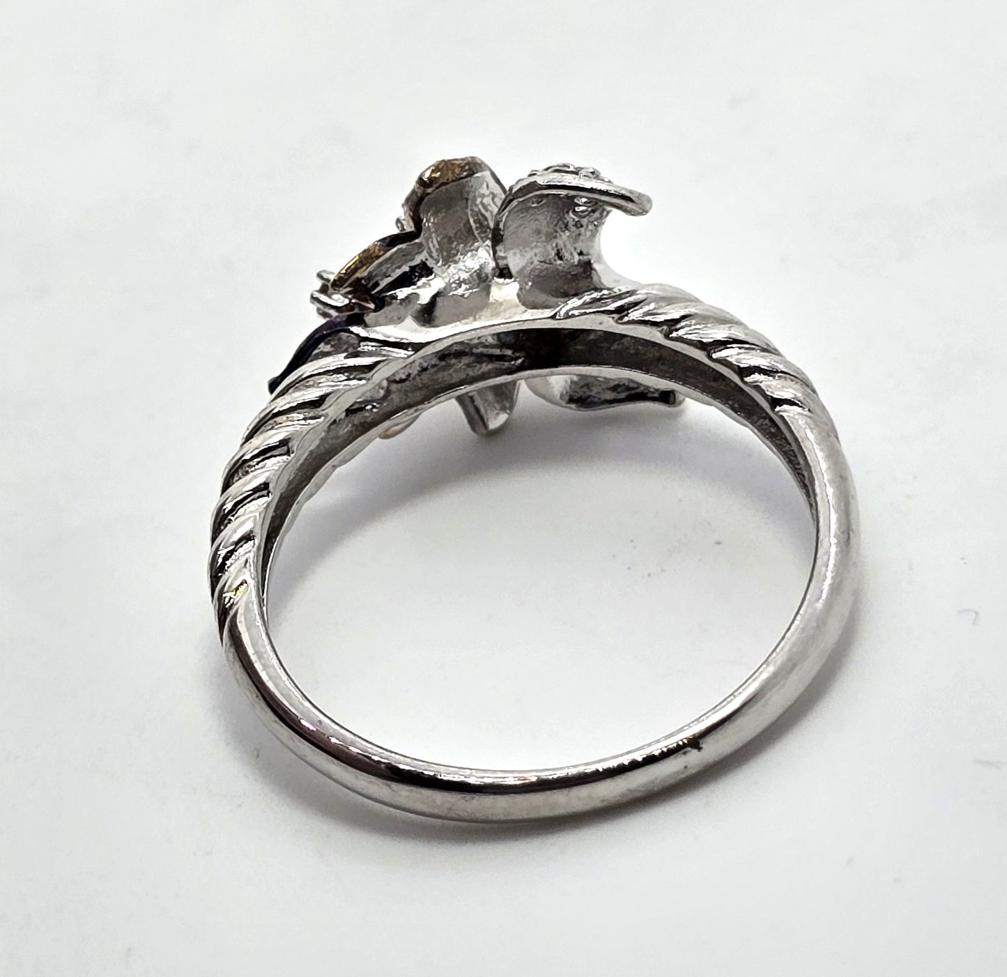 White Topaz Lilly Rose Gold Plated CC sterling silver vintage ring size 9