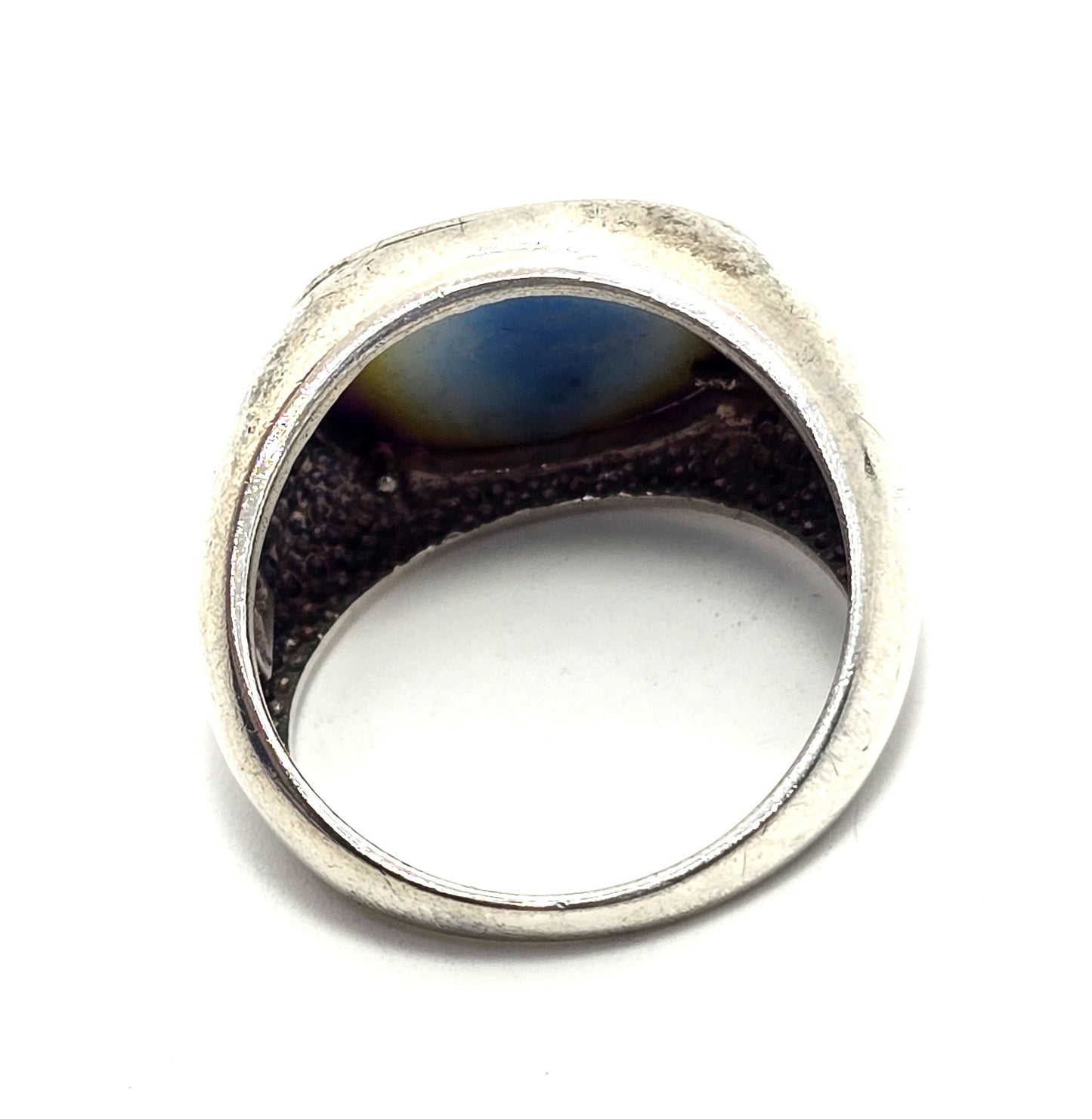 Niobium rainbow metal sterling silver retro wave signed vintage ring size 8