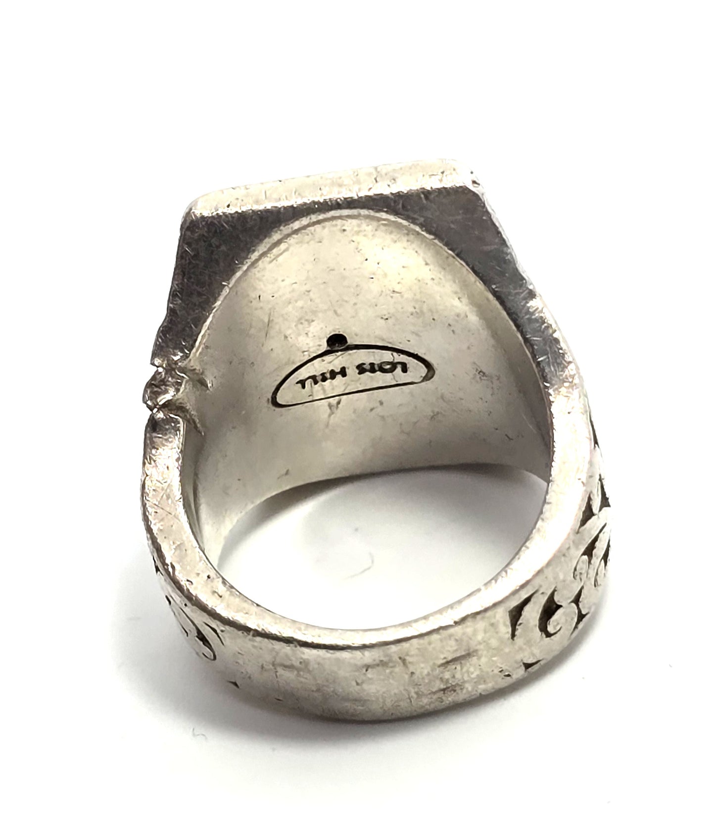 Lois Hill large Bali Balinese scroll granulated vintage sterling silver ring size 8