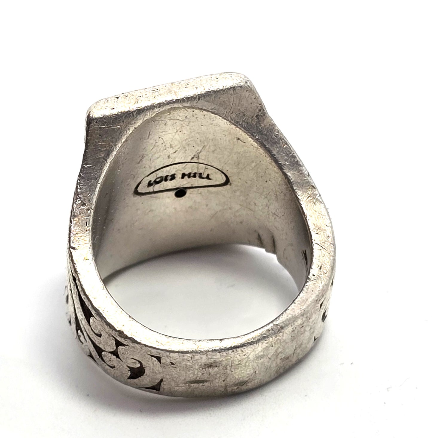 Lois Hill large Bali Balinese scroll granulated vintage sterling silver ring size 8