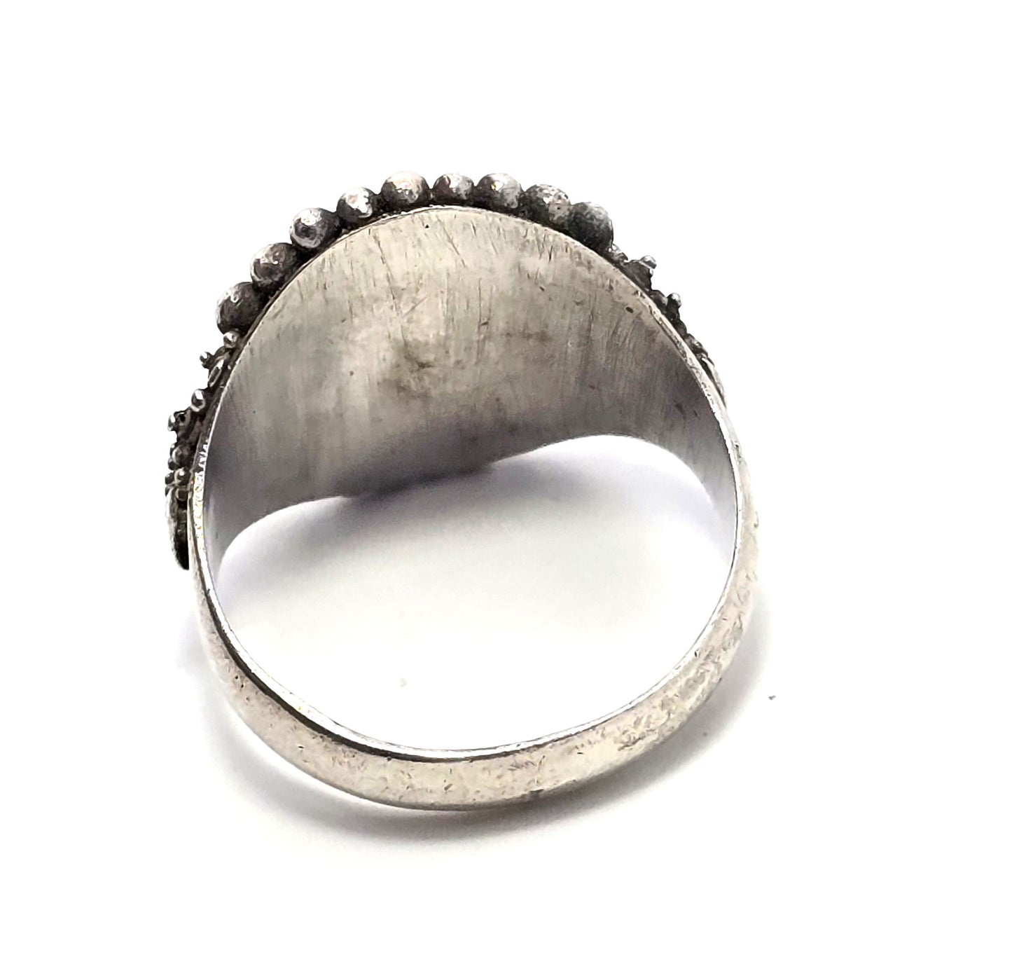 Large detailed Bali Balinese tribal milgraine sterling silver vintage rings size 9