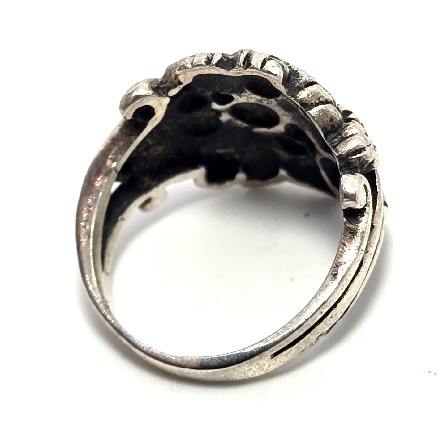 Flower bouquet figural flower sterling silver vintage ring size 4