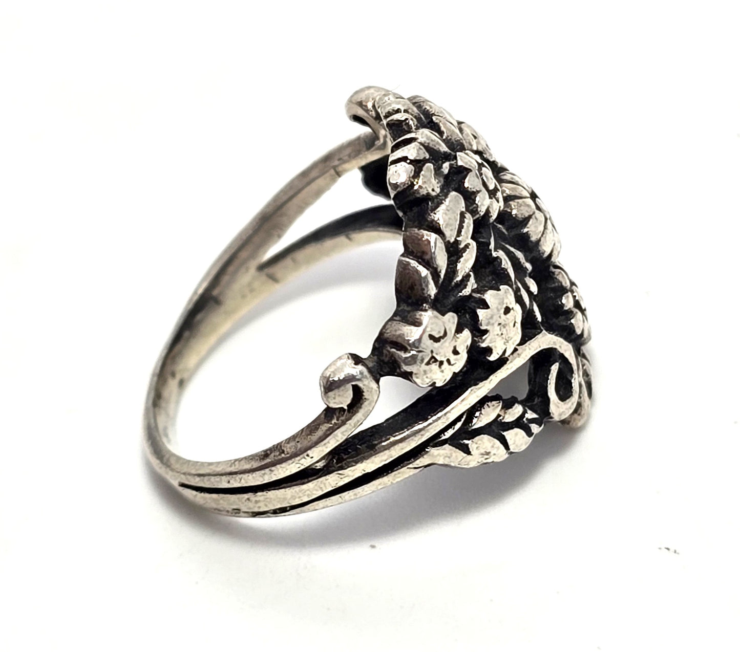 Flower bouquet figural flower sterling silver vintage ring size 4