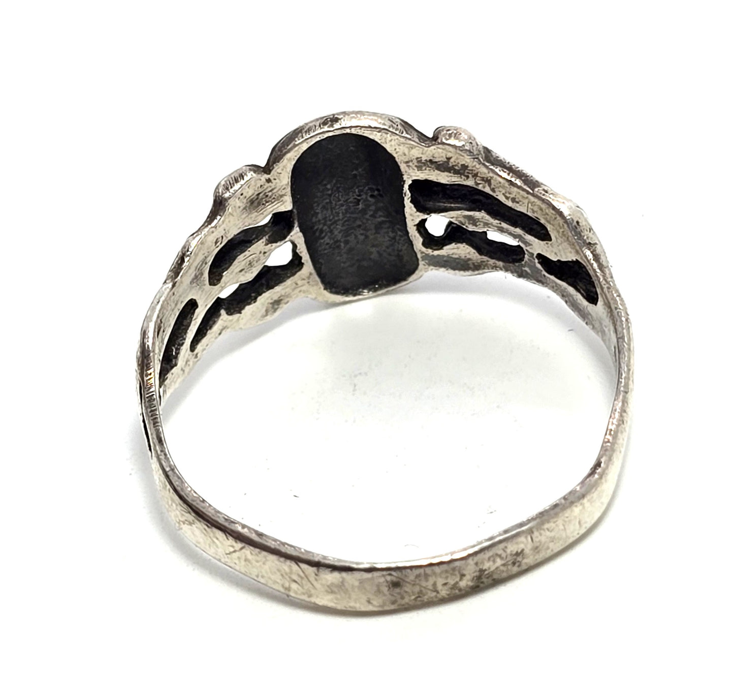 Tribal skull retro biker thick sterling silver skull pirate ring size 9