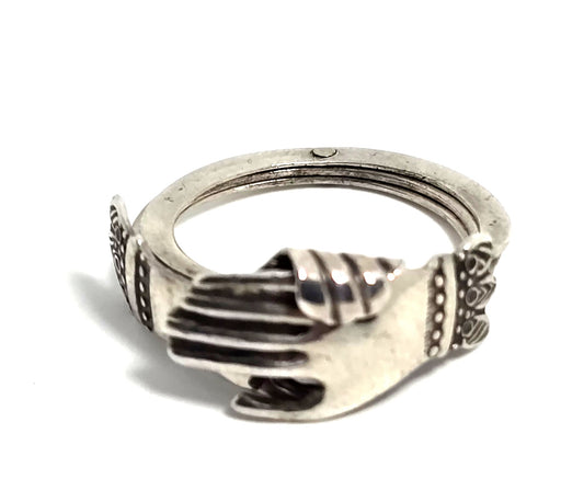 Gimmel Fede sterling silver vintage double heart promise puzzle ring size 6