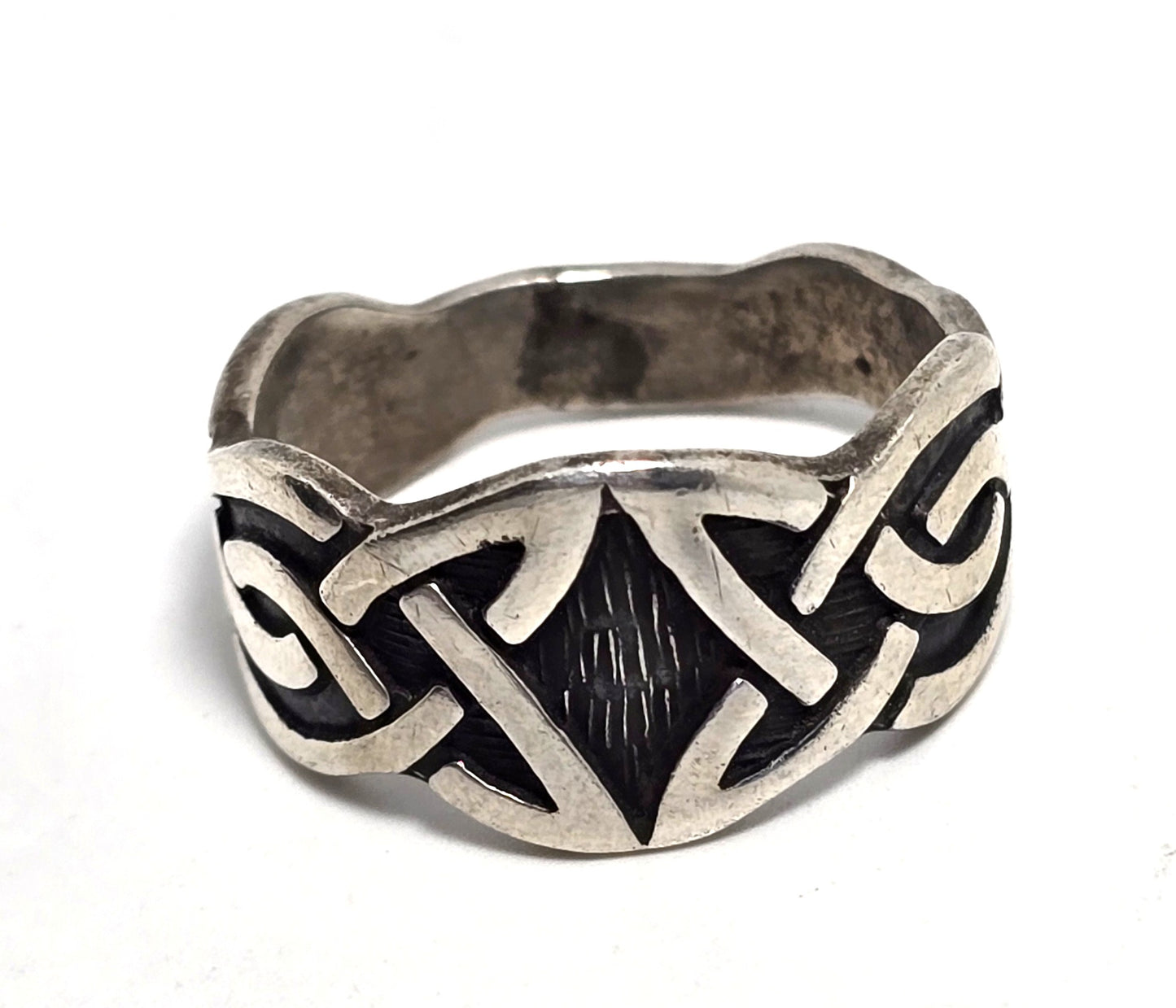 Viking braided vintage sterling silver Celtic retro tribal ring band size 9.5