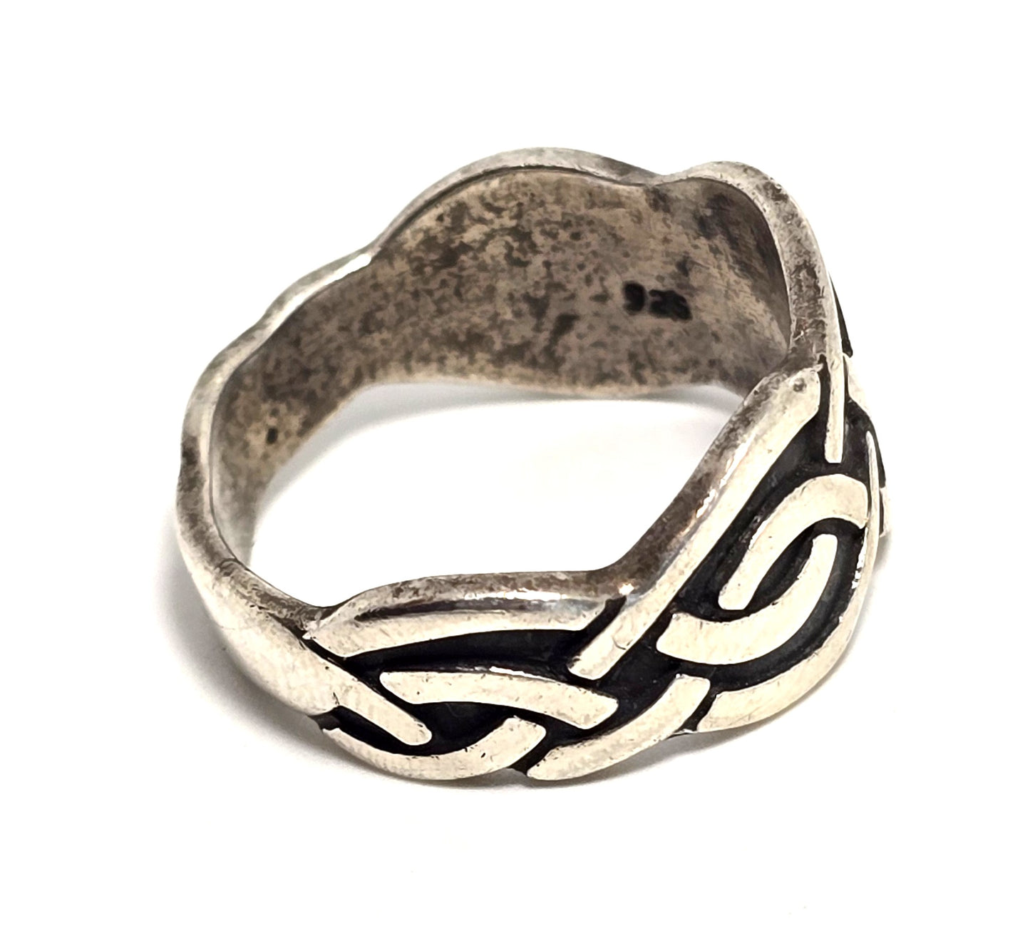 Viking braided vintage sterling silver Celtic retro tribal ring band size 9.5