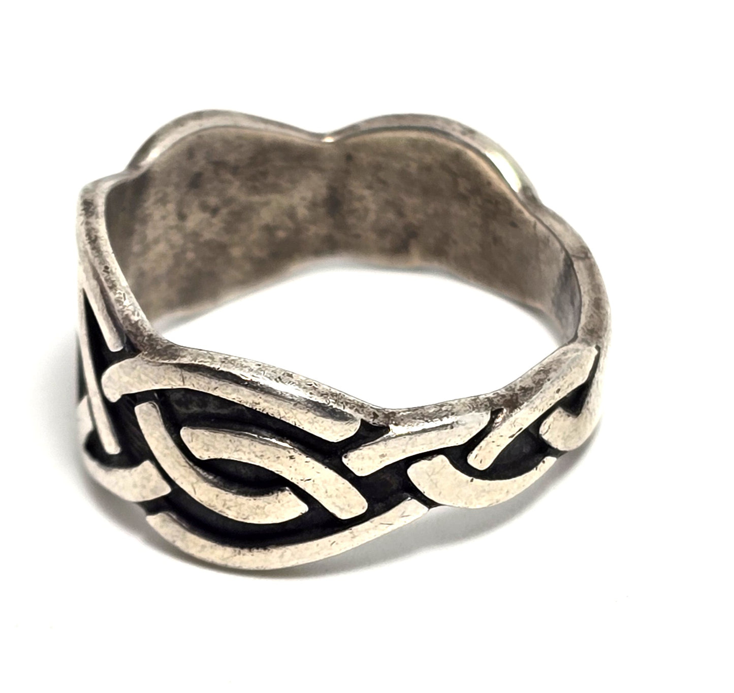 Viking braided vintage sterling silver Celtic retro tribal ring band size 9.5