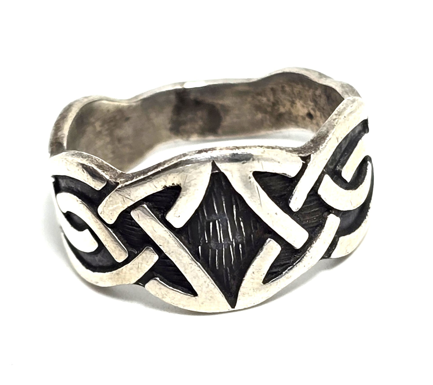 Viking braided vintage sterling silver Celtic retro tribal ring band size 9.5