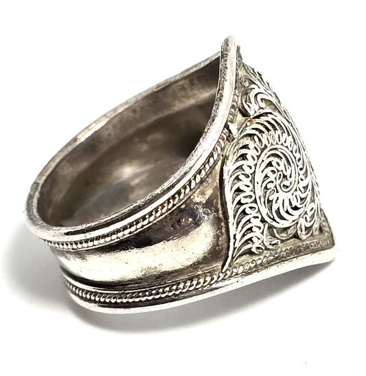 Detailed traditional Nepalese Nepal tribal sterling silver vintage rings size 6.5