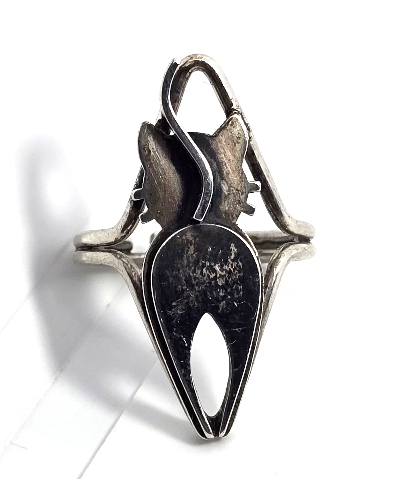 Beau Sterling modernist mid century cat vintage sterling silver ring size 5.5
