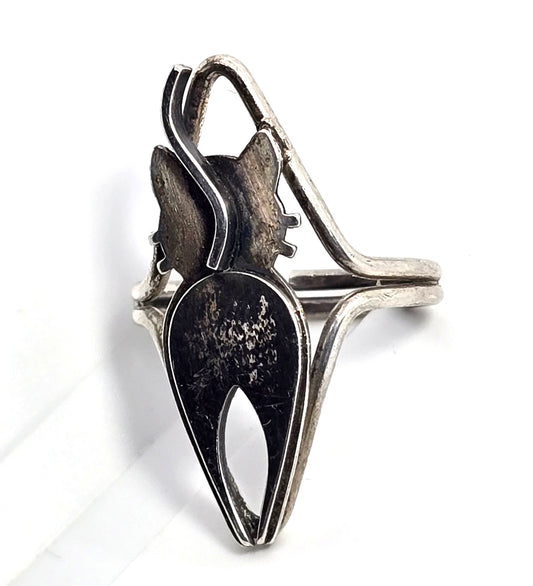 Beau Sterling modernist mid century cat vintage sterling silver ring size 5.5