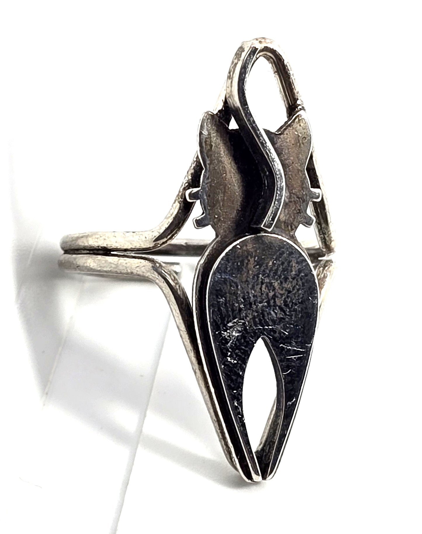 Beau Sterling modernist mid century cat vintage sterling silver ring size 5.5