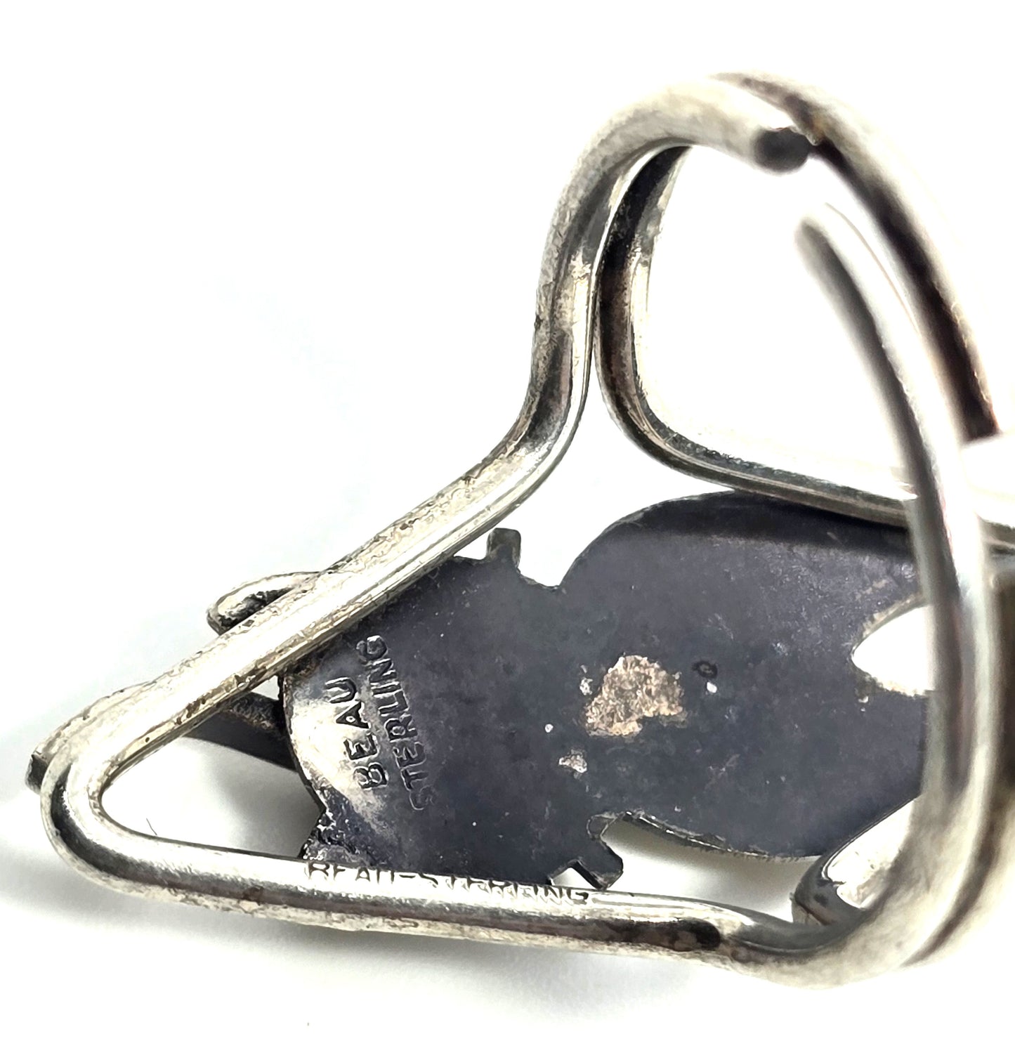 Beau Sterling modernist mid century cat vintage sterling silver ring size 5.5