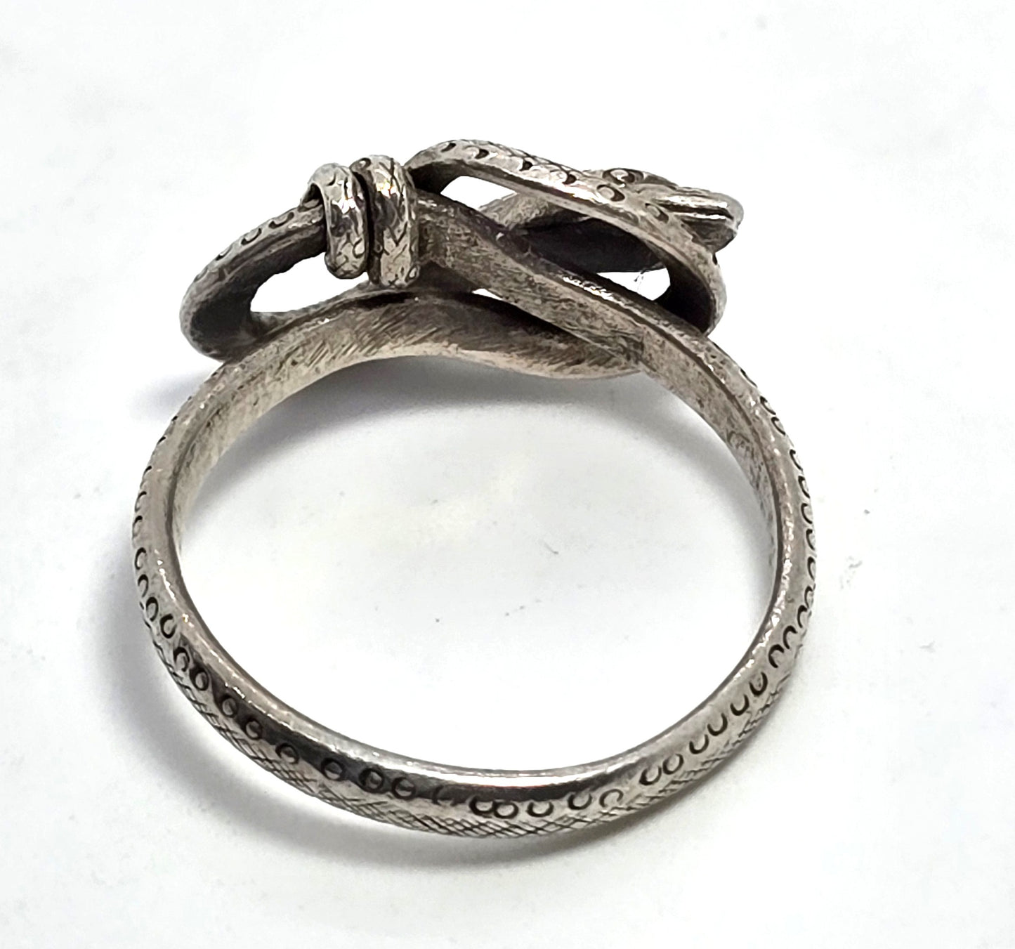 Coiled snake serpent Naga vintage retro thick sterling silver ring size 6.5 B