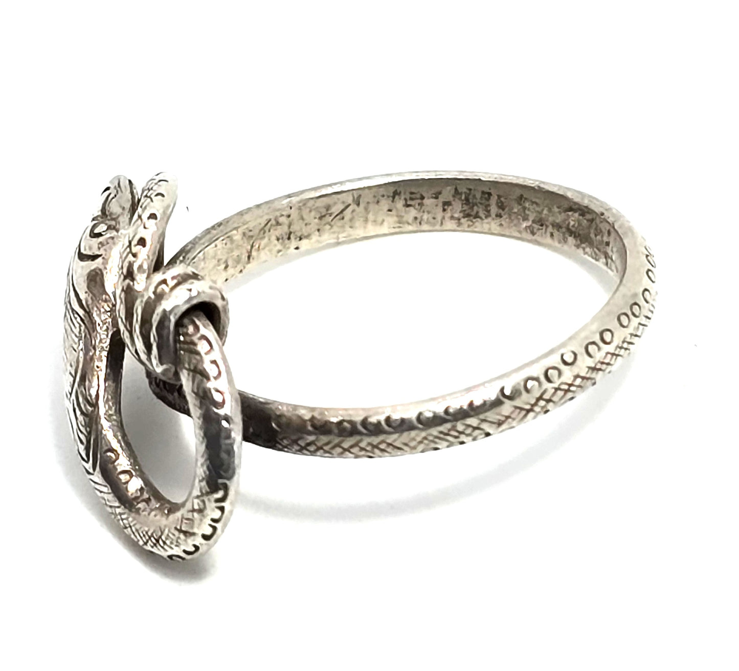 Coiled snake serpent Naga vintage retro thick sterling silver ring size 6.5 B