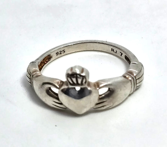 Claddagh Irish Druid sterling silver vintage RJ Celtic ring band size 7