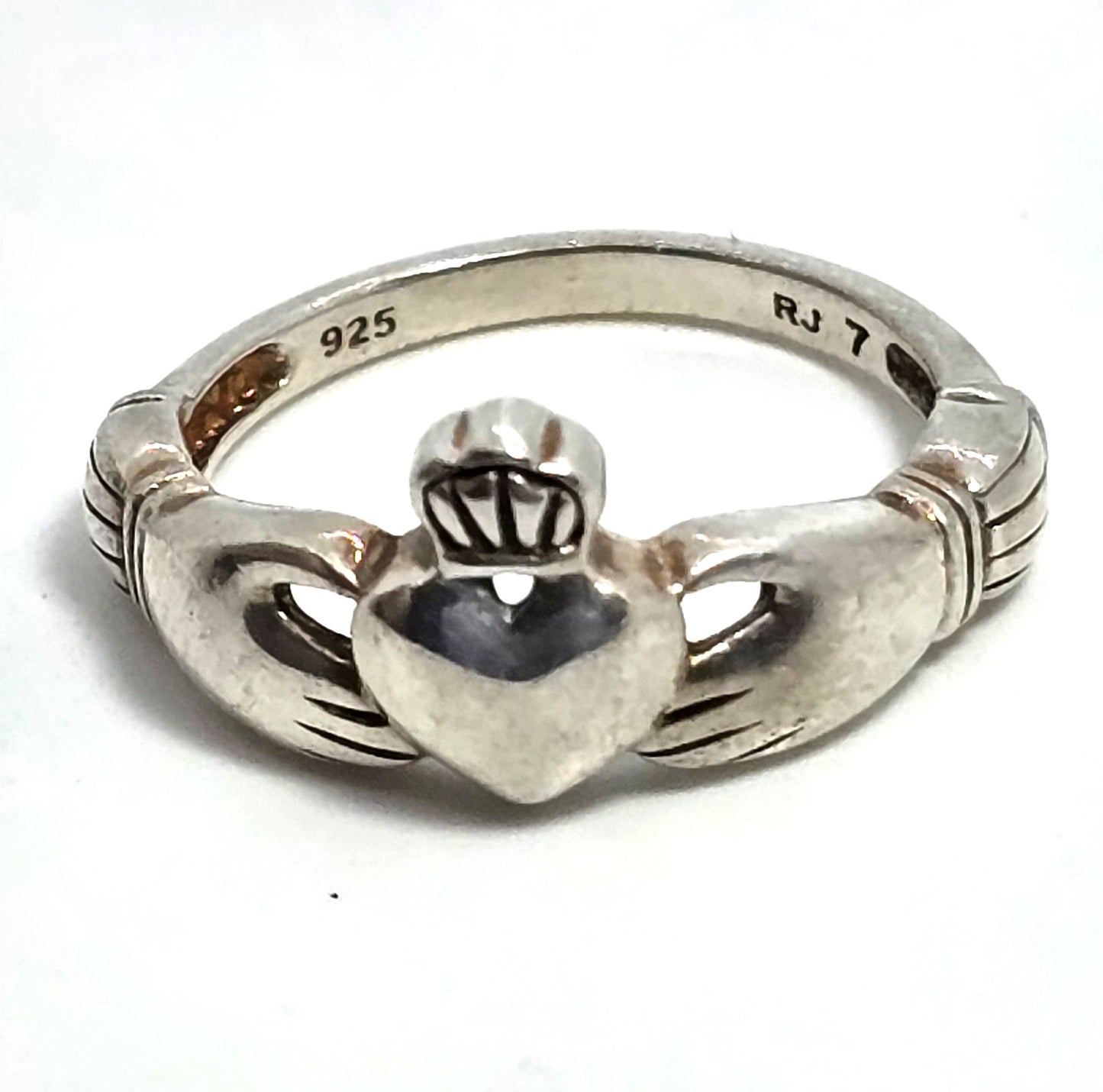 Claddagh Irish Druid sterling silver vintage RJ Celtic ring band size 7