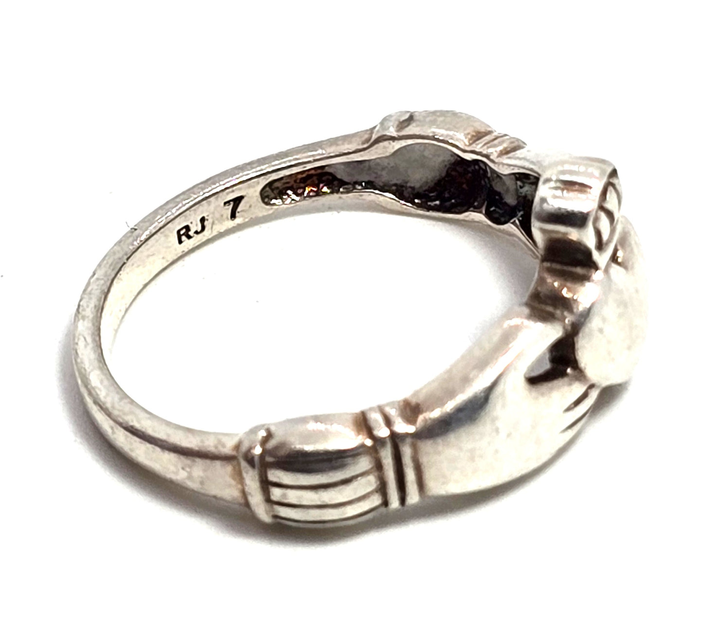 Claddagh Irish Druid sterling silver vintage RJ Celtic ring band size 7