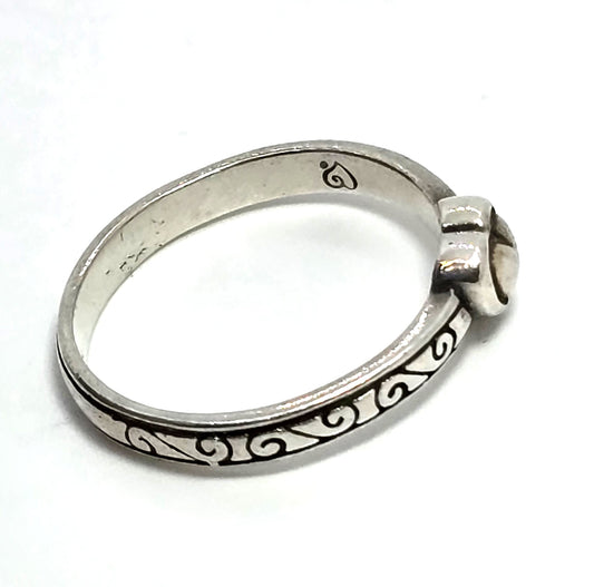 Brighton Heart filigree signed sterling silver decorated band stacker ring size 8