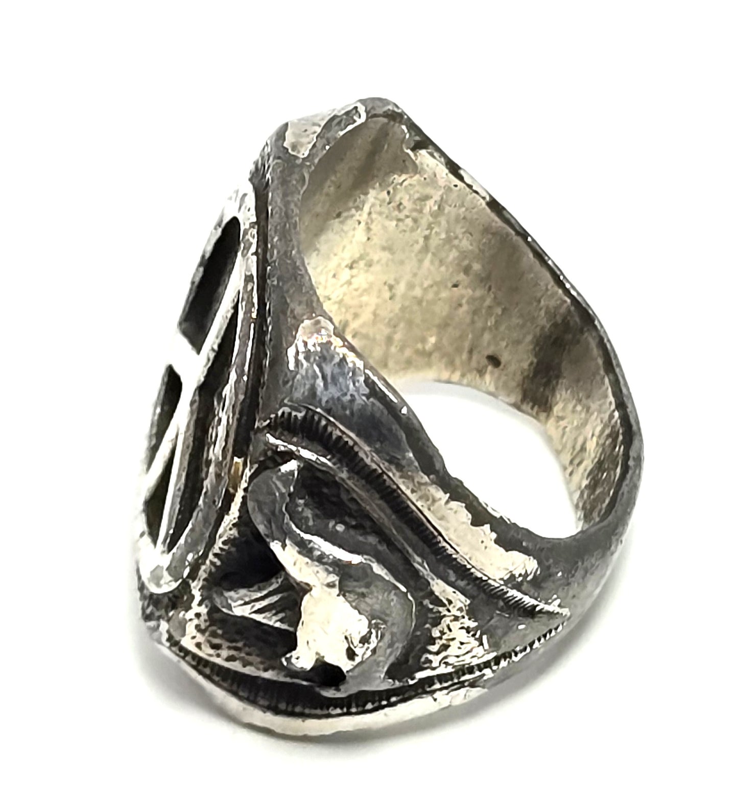 Peace sign retro vintage thick solid sterling silver ring size 6