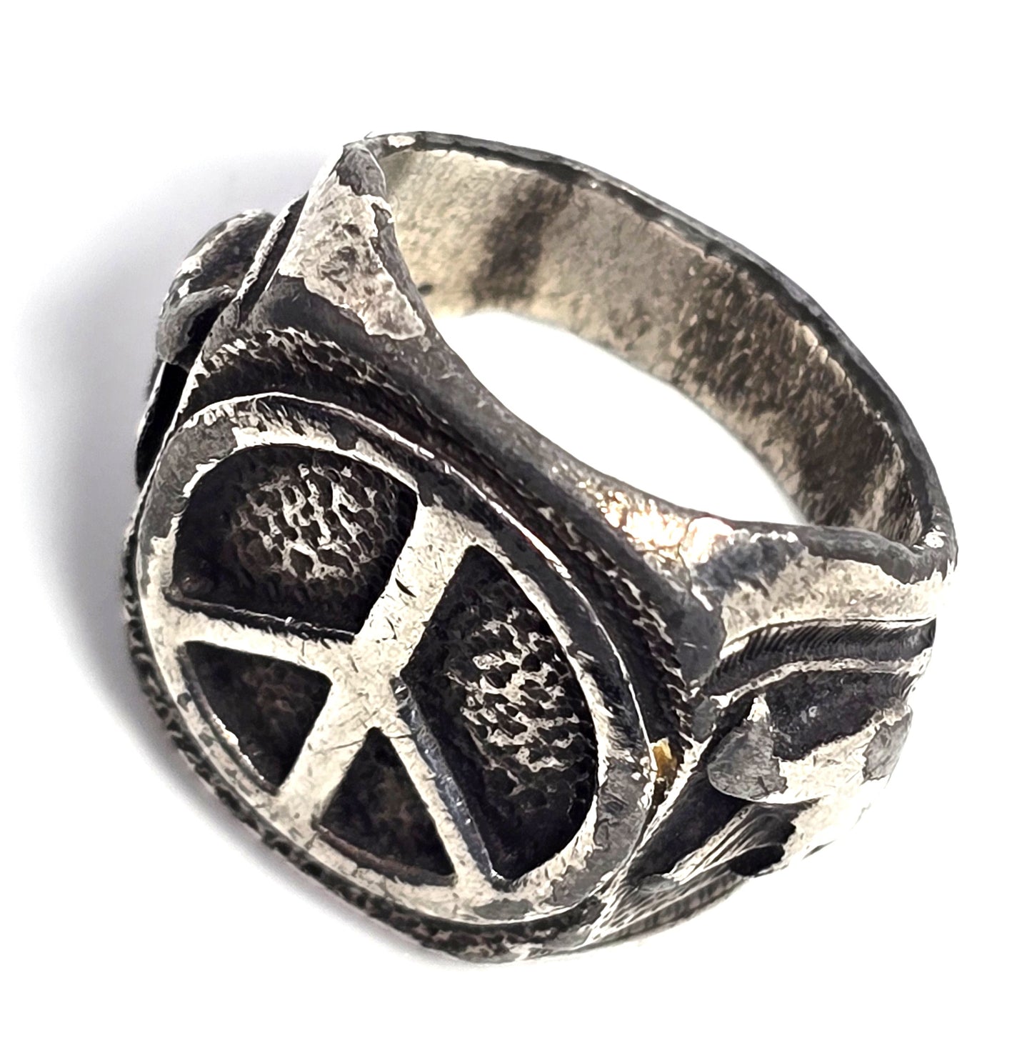 Peace sign retro vintage thick solid sterling silver ring size 6