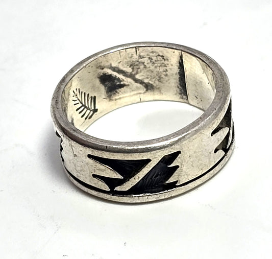 Vintage Hopi stamped silver signed vintage Sterling Silver ring size 6