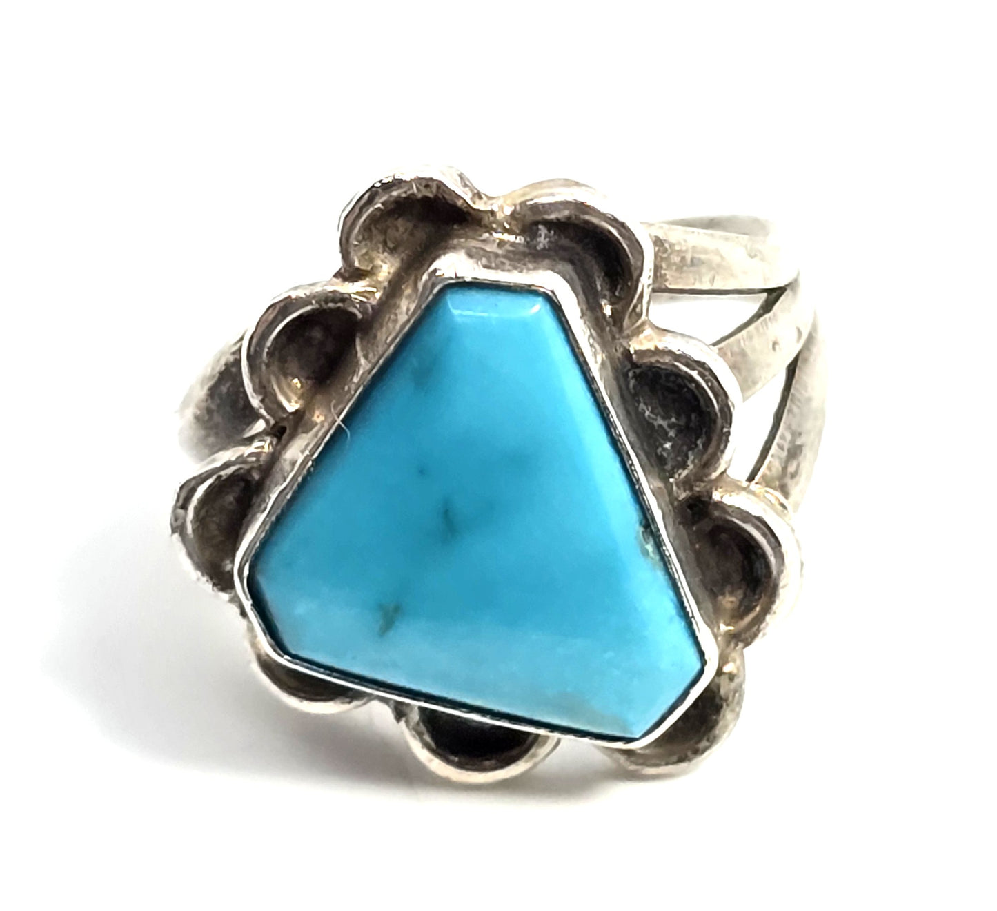 Navajo Large turquoise sterling silver vintage Native American ring size 5