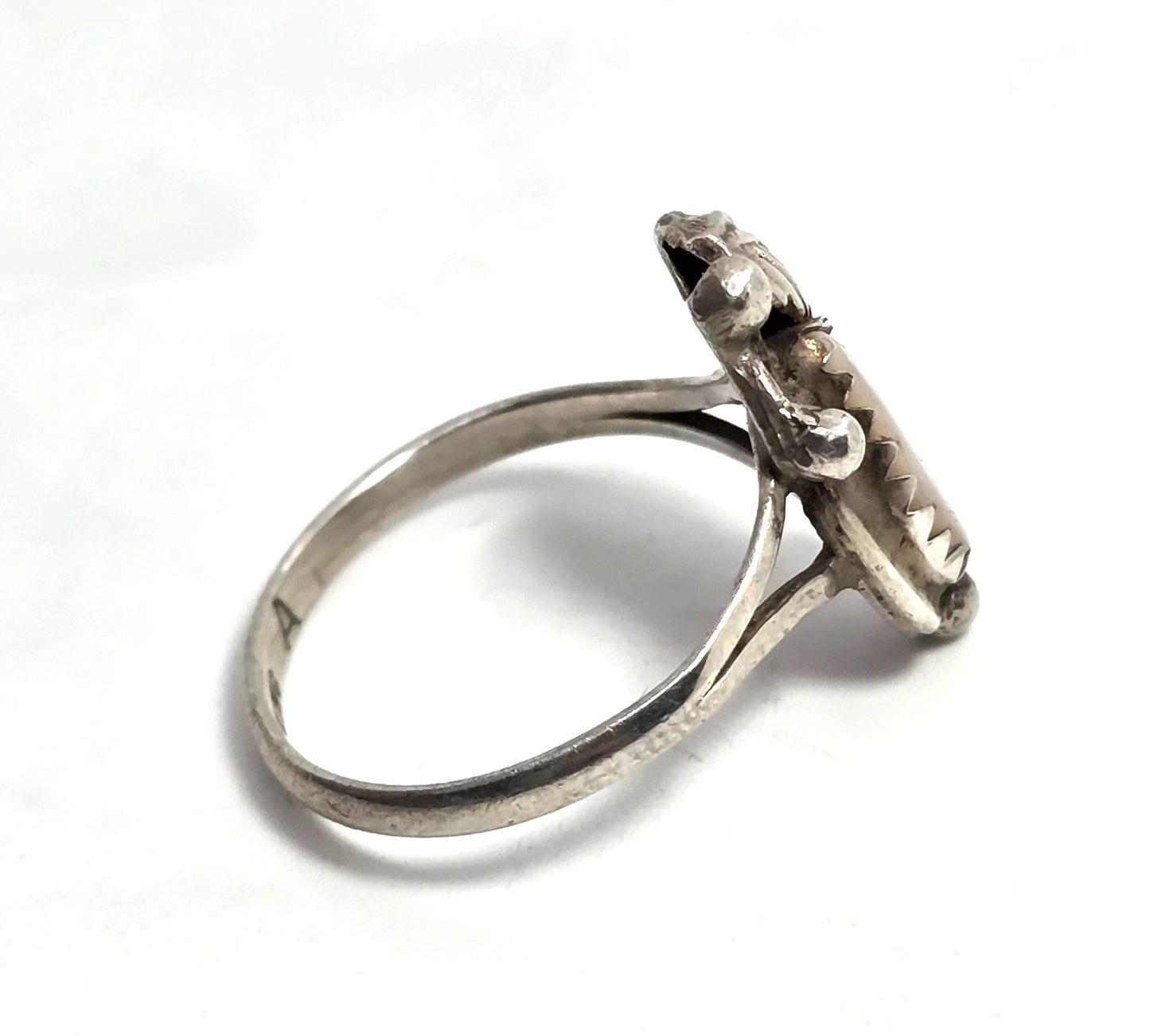 Annie Chapo Navajo MOP Native American vintage sterling silver ring size 6.5