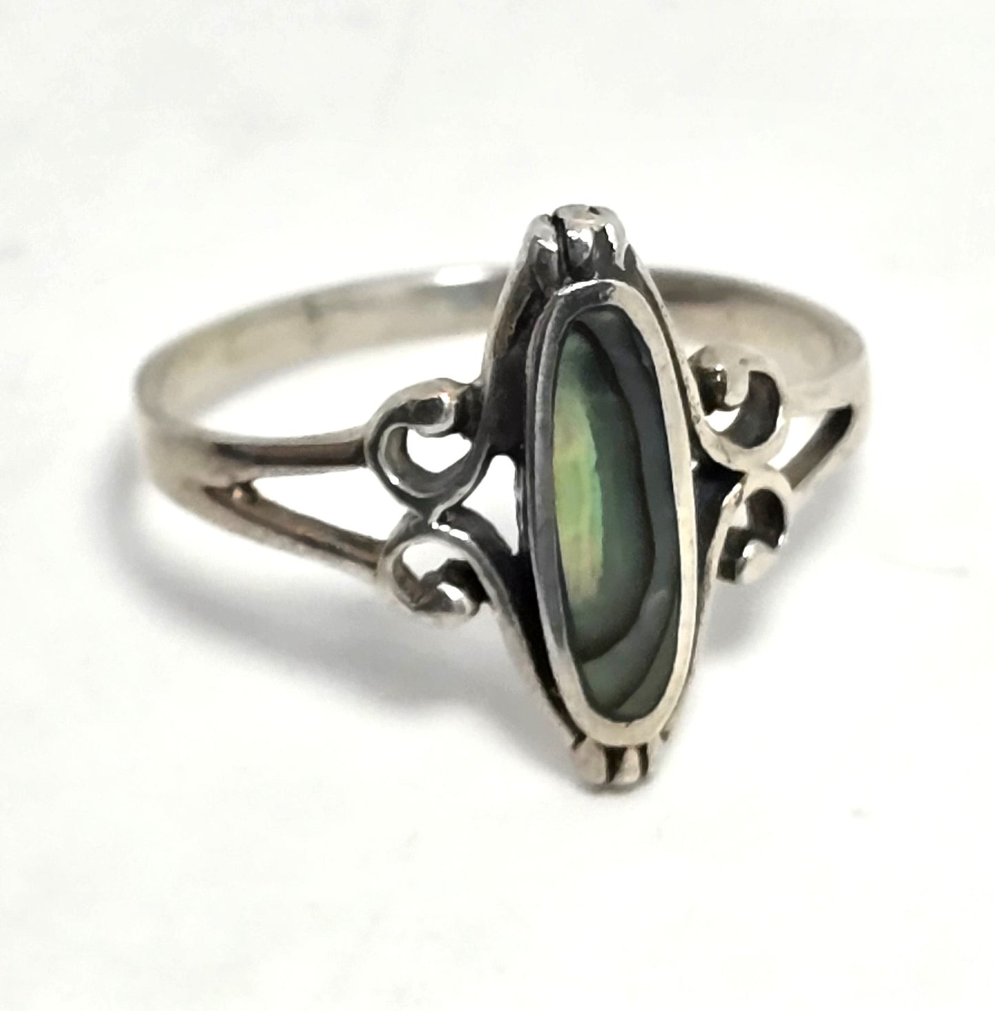 Abalone Paua shell  Southwestern signed sterling silver ring size 12