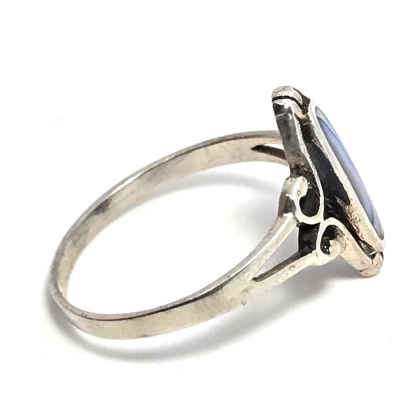Abalone Paua shell  Southwestern signed sterling silver ring size 12