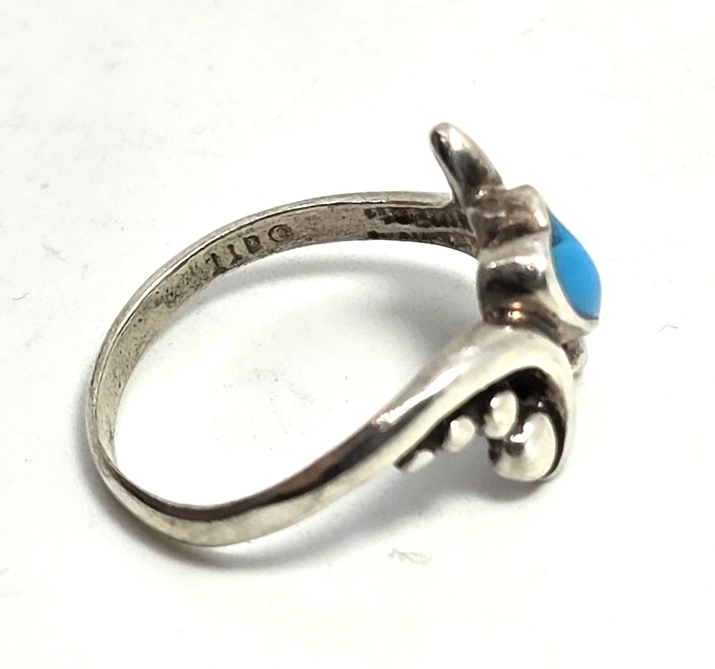 OTT Turquoise heart small petite signed sterling silver ring size 5
