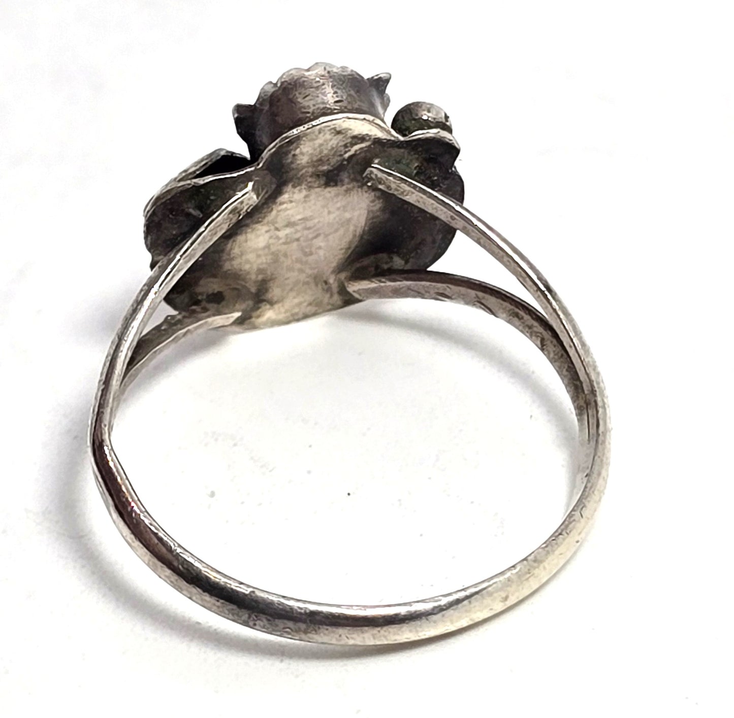 Turquoise small petite Native American vintage sterling silver ring size 5.5