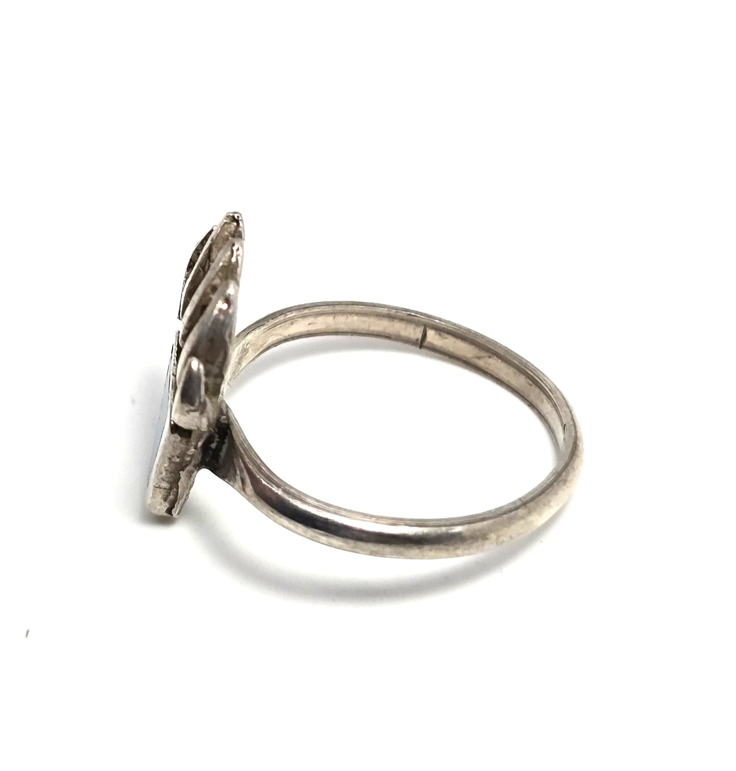 Turquoise small bear claw Native American vintage sterling silver ring size 4