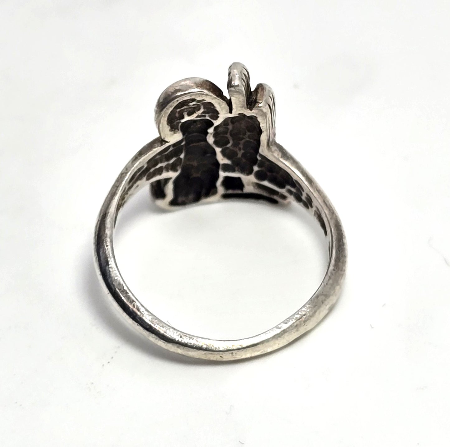Wolf howling at the moon cactus SC Cloud sterling silver ring size 4